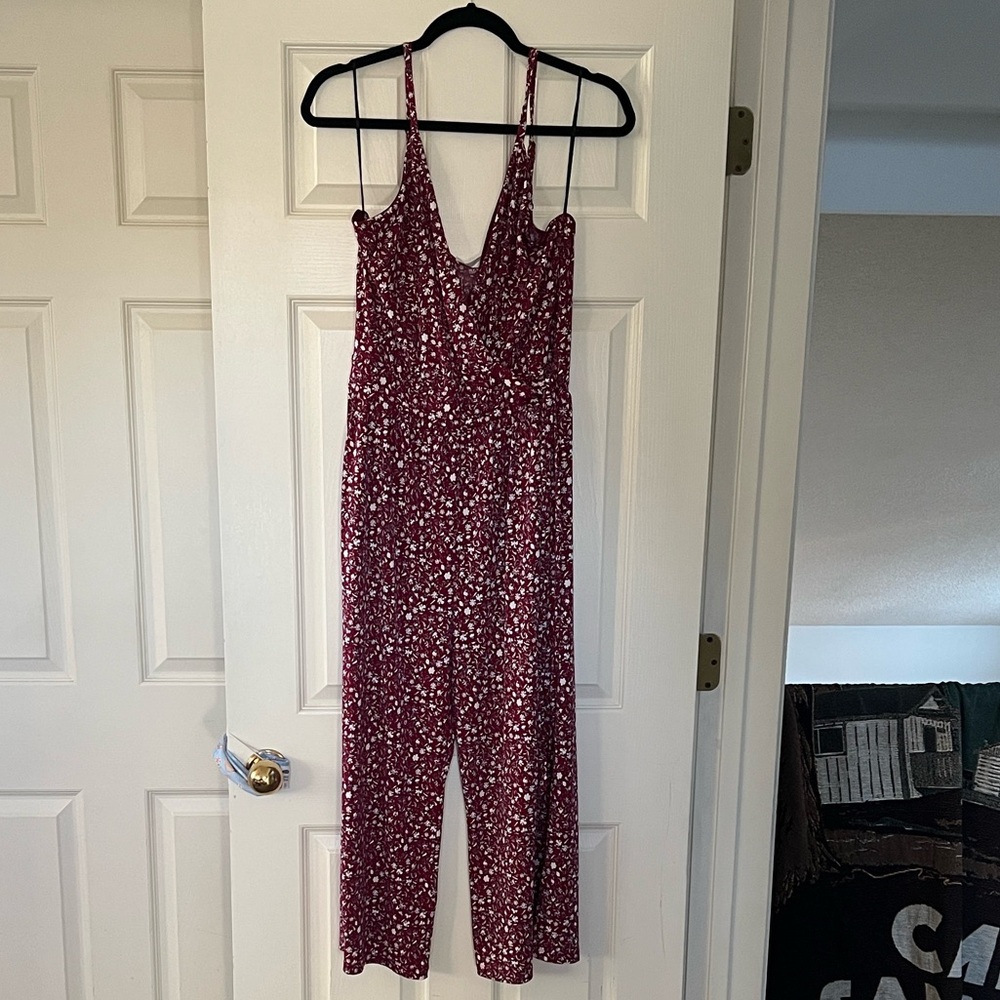 Kaileigh Maroon Floral Jumpsuit